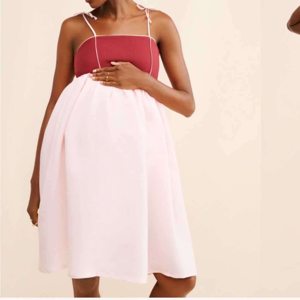 Pink And Brown Spaghetti Strap Dress